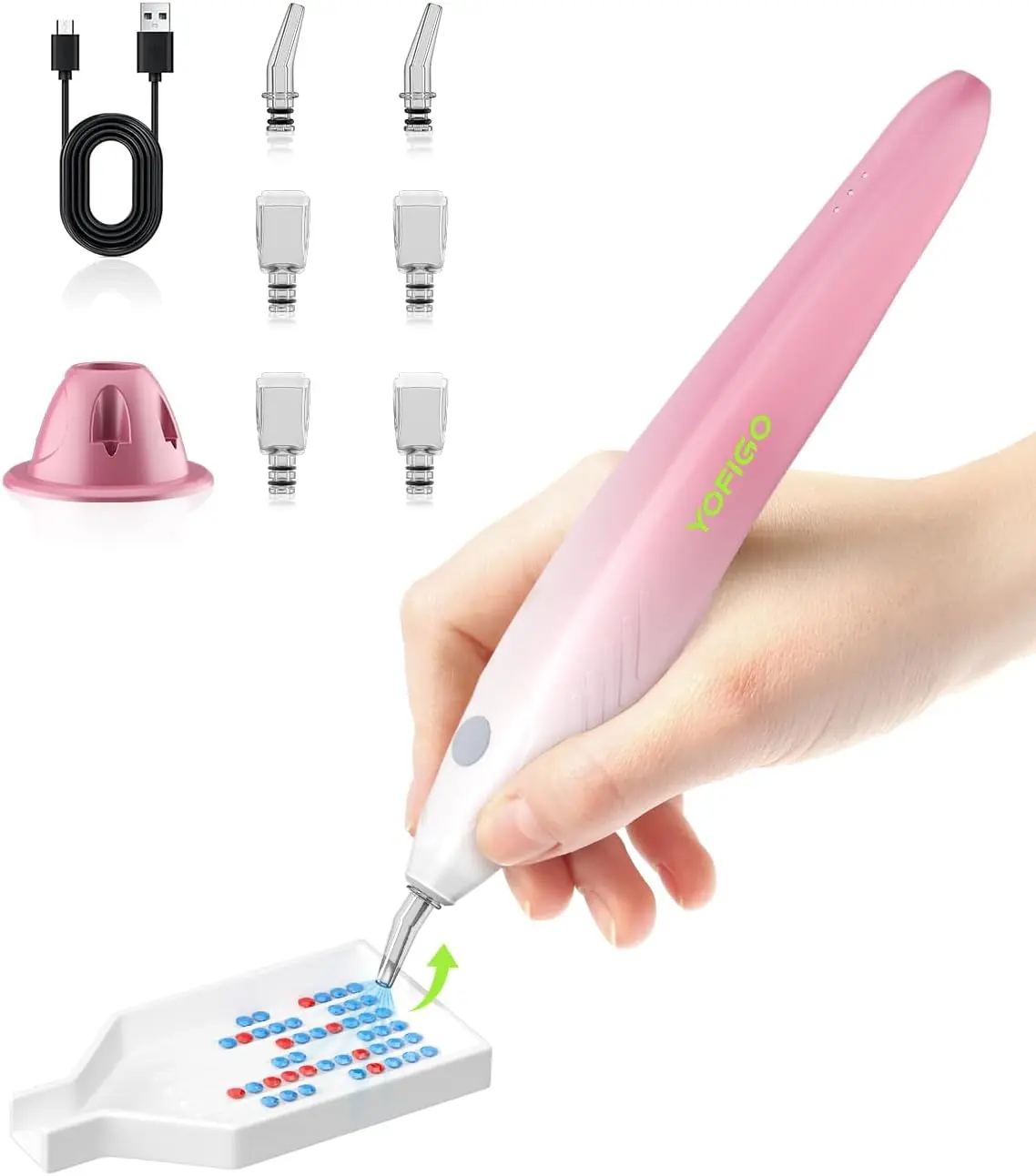 YOFIGO Electric Diamond Painting Pen,Wireless Art Pen for Diamond Painting with 3 Adjustable Suction Levels, Professional Diamond Art Pen with Magnetic Charging Base, Tool for DIY Craft