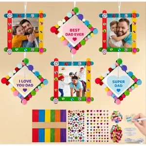 As DIY wooden picture frames to paint this 24 pcs craft kit serves as fathers day photo frame craft kit and handmade gifts for father great for classroom art project for students graduation party favors and spring school activity