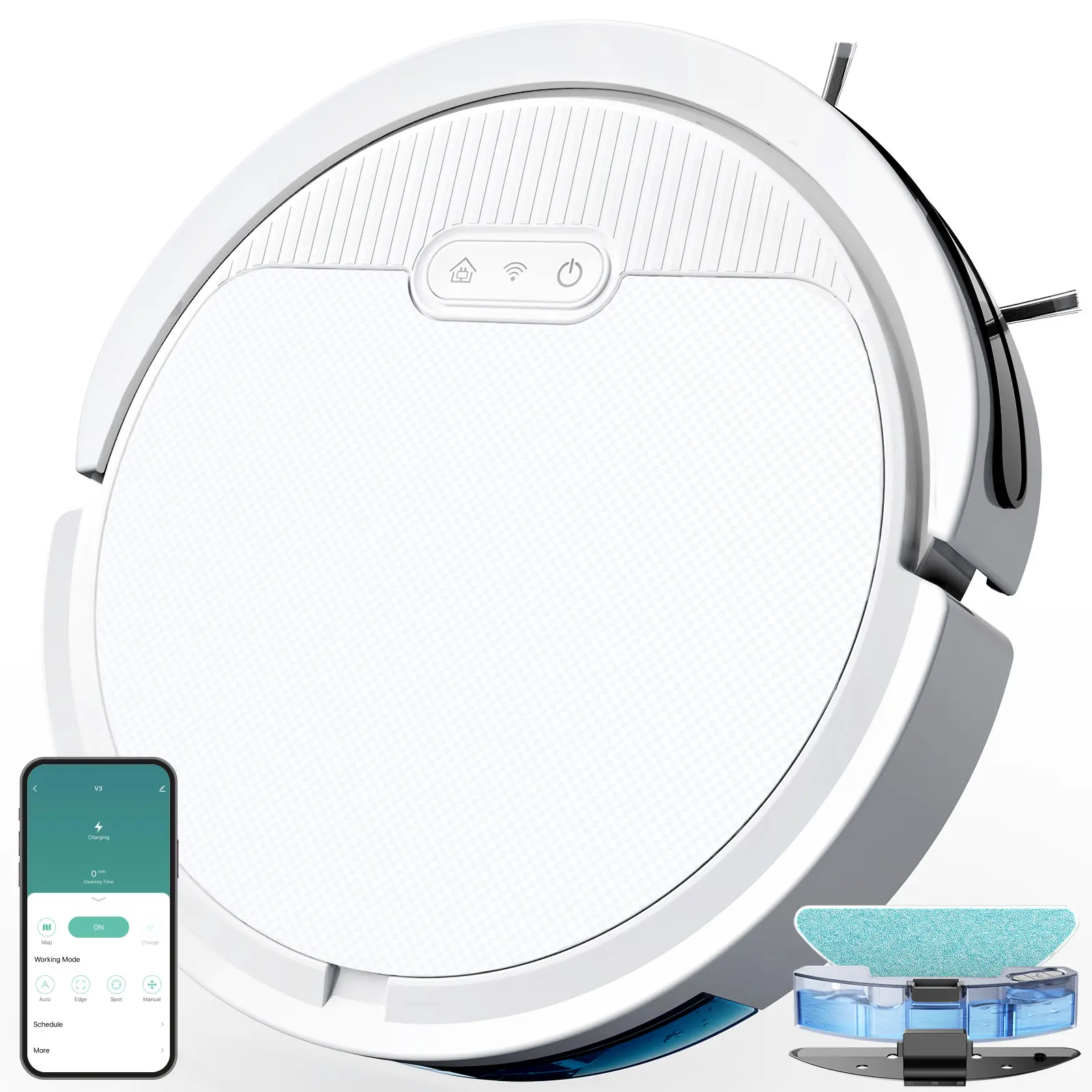 Pureatic Robot Vacuum Cleaner Mop Combo, 5000Pa Strong Suction, Self-Charging, Support  App/Remote/Voice Control, Robotic Vacuum Cleaner with Set Scheduled Cleaning Anti Drop Sensor, Perfect for Carpet, Hard floor, Pet Hair