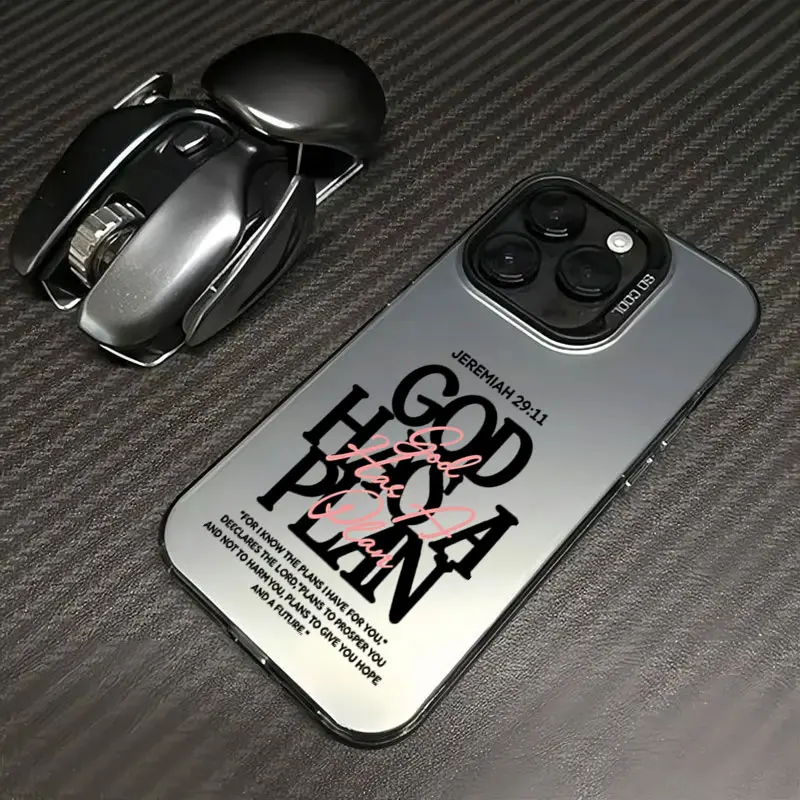 Two-Tone Inspirational Scripture iPhone Case, Mixed Font Religious Art Phone Case with Laser Craft TPU Material for iPhone 17 Air 16 Pro Max 15 14 Plus 13 12 11 Plus XR XS Samsung Galaxy S26 Ultra S25 Ultra S24 S23 S22, Shockproof Drop Resistant