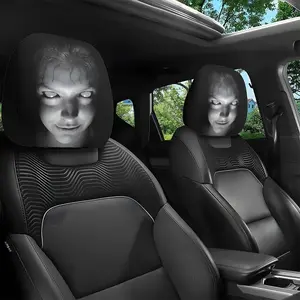 2pcs Halloween Horror Portrait Car Headrest Covers, Unique Halloween Car Interior Accessories, Universal Neck Pillow Covers, Car Decorations Interior