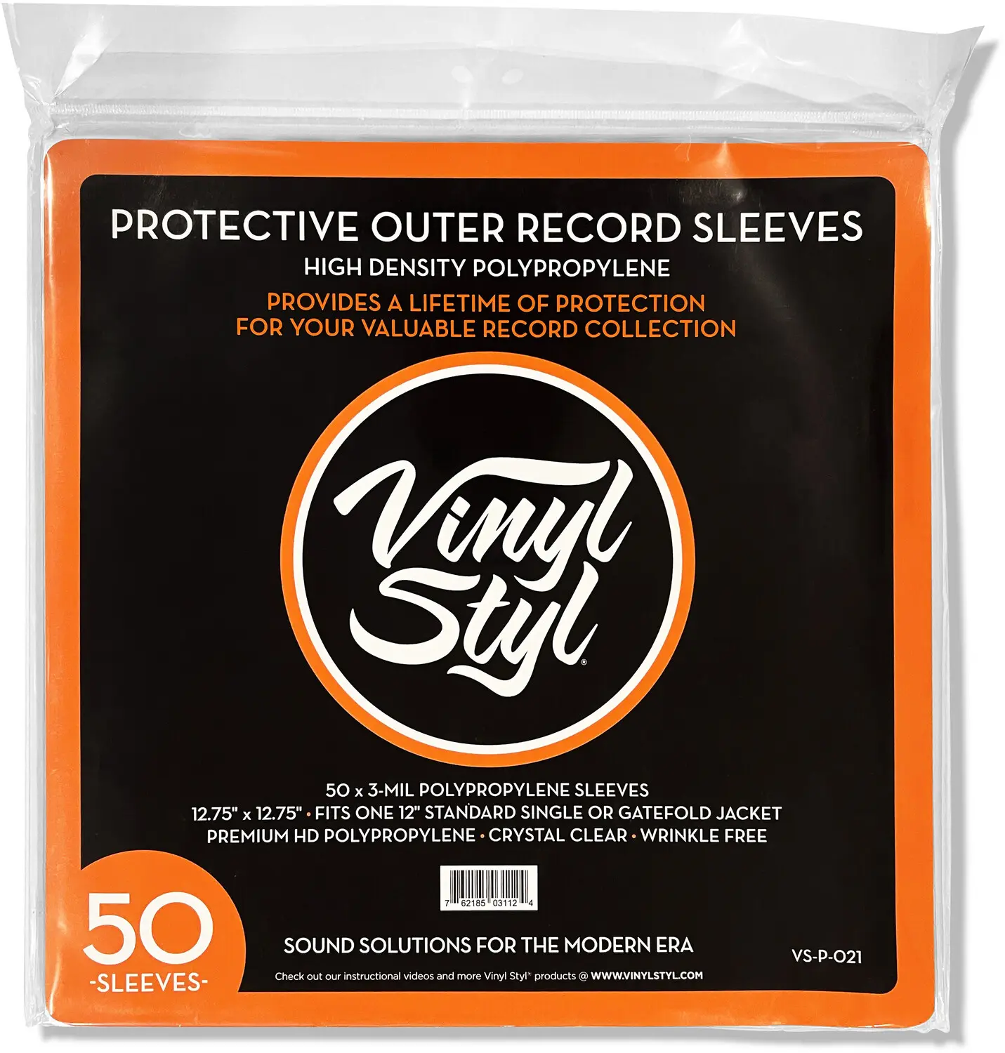 Vinyl Styl® VS-P-021 Protective 12 in Outer Record Sleeves - Easy Open Polypropylene Record Jackets - 50 Count for Audiophiles