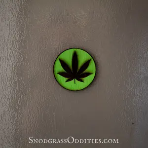 Weed Leaf Magnet - Wood Marijuana Magnet - Stoner Refrigerator Decoration