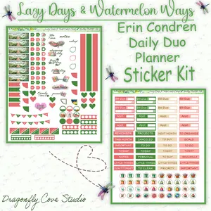 EC Daily Duo Planner | Daily Sticker Kit | Lazy Days & Watermelon Ways