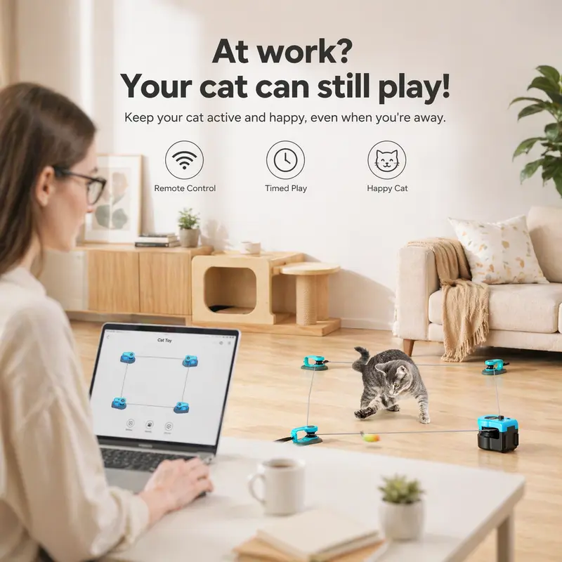 AsFrost Automatic Interactive Cat Teaser Toy - Hands-Free Indoor Accessory with Remote, Adjust Speed, 2pcs Feather/DIY String/1500-3000 rpm Moving Mouse Lure, 3 Clips, USB-C Rechargeable for Bored Kittens, Non-Toxic stuff anti-slip design, Feather Pattern AsFrost Automatic Interactive Cat Teaser Toy - Hands-Free Indoor Accessory with Remote, Adjust Speed, 2pcs Feather/DIY String/1500-3000 rpm Moving Mouse Lure, 3 Clips, USB-C Rechargeable for Bored Kittens, Non-Toxic stuff anti-slip design, Feather Pattern