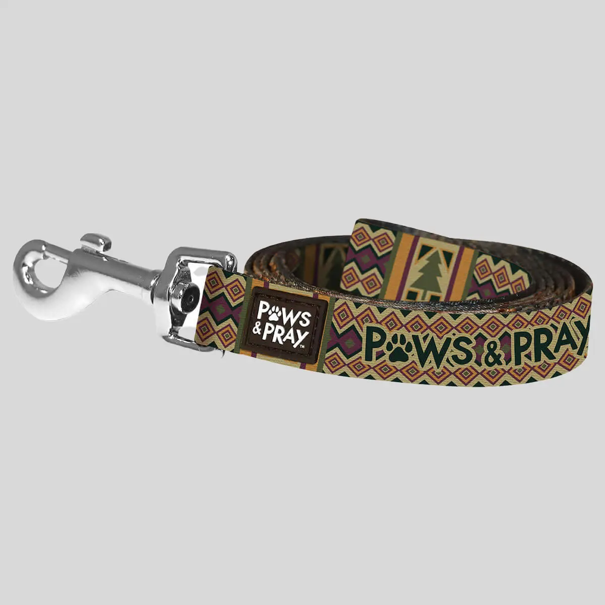 Paws & Pray Trees Webbing Pet Leash - 60in x 3/4in Dog & Cat Lead, Durable for Trail & Around the Block Use, Faith-Inspired Design