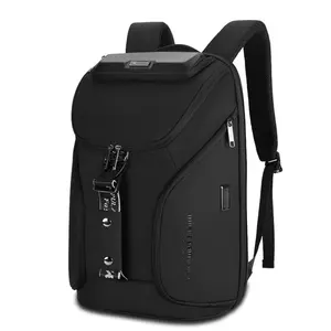 1pc Multifunctional Travel Backpack, water resistant fabric, external USB charging port, trolley compatible design, password anti-theft lock, breathable comfortable wear, large capacity storage, perfect for daily commute, business trips and outdoor travel