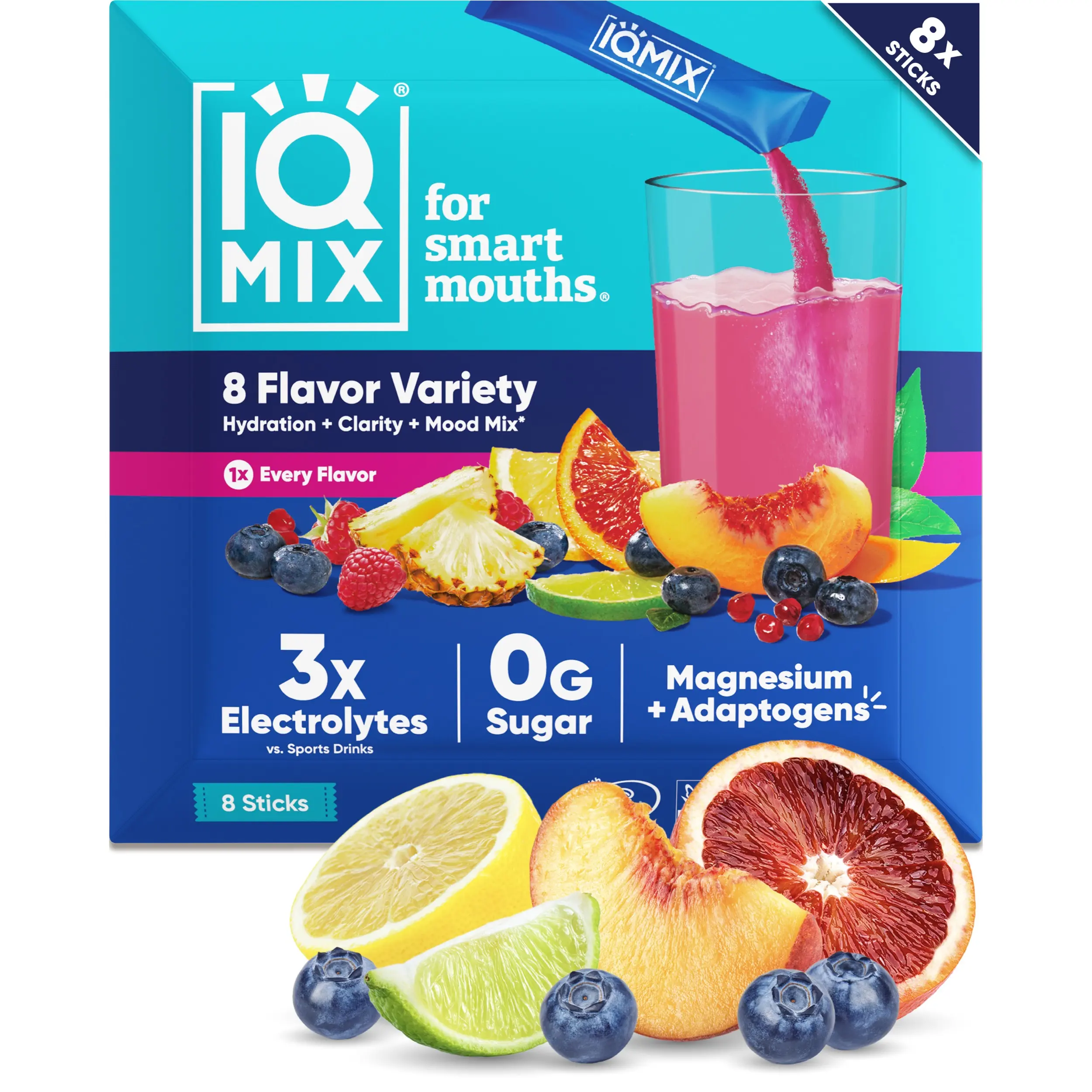 IQMIX Hydration Electrolyte Powder – 4-in-1 Formula for Hydration, Mental Clarity, Mood and Recovery – Sugar-Free Drink Mix, Keto, Magnesium L-Threonate, Lion’s Mane