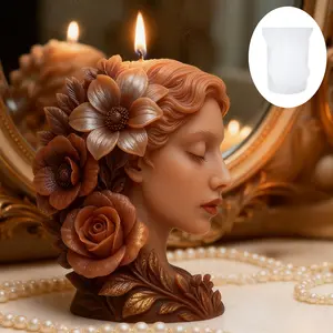 Girl Meditation Aromatherapy Candle Silicone Mold DIY Candle Creative Ornament 3D Stereo Grinding Tool