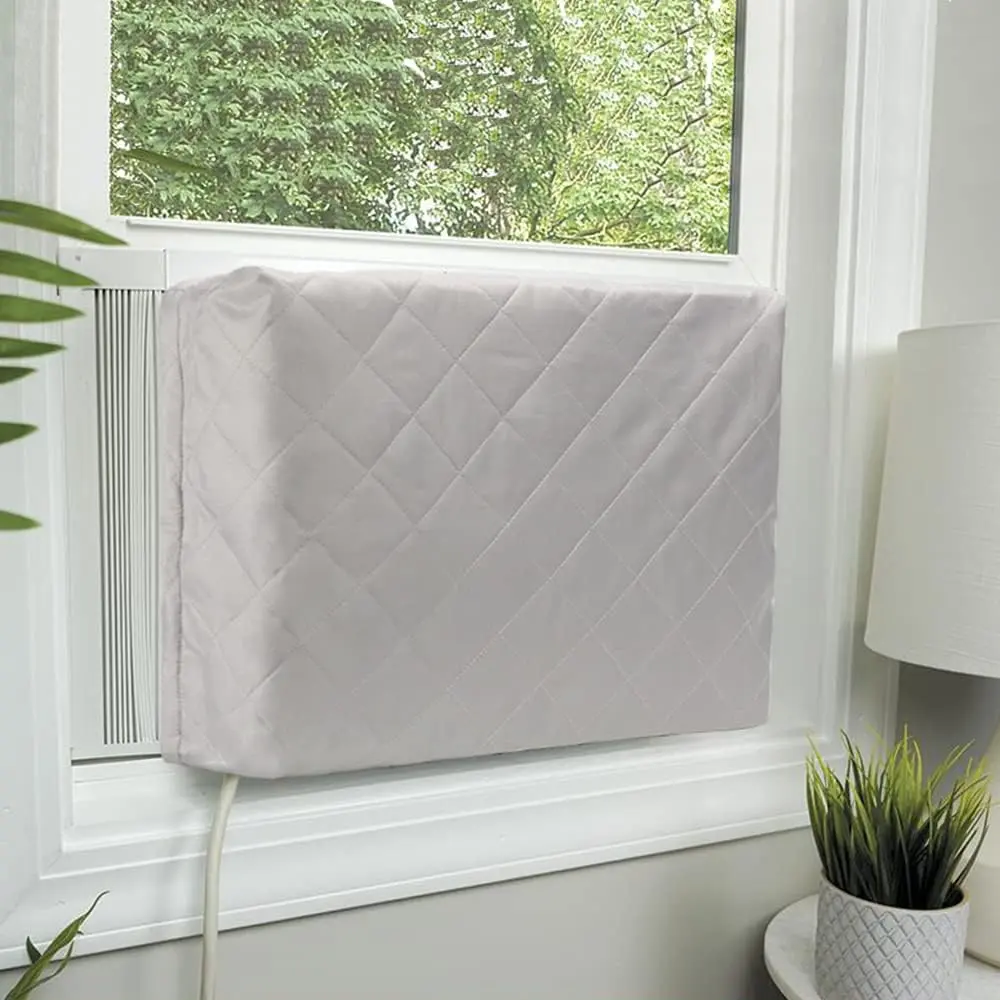 Indoor Air Conditioner Cover for Window Units,Double Insulation Anti-Rust Adjustable Inside Window AC Cover with Free Elastic Straps