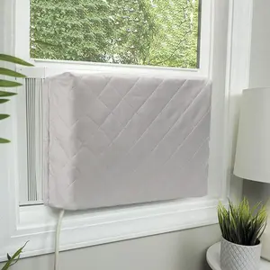 Indoor Air Conditioner Cover for Window Units,Double Insulation Anti-Rust Adjustable Inside Window AC Cover with Free Elastic Straps