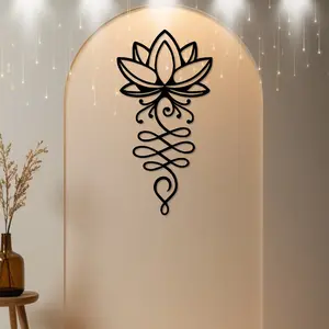 Metal Lotus Wall Sculpture, Modern Mandala Art Decor for Yoga Lovers, Religious Themed Wall Hanging for Living Room Ornaments Decoration