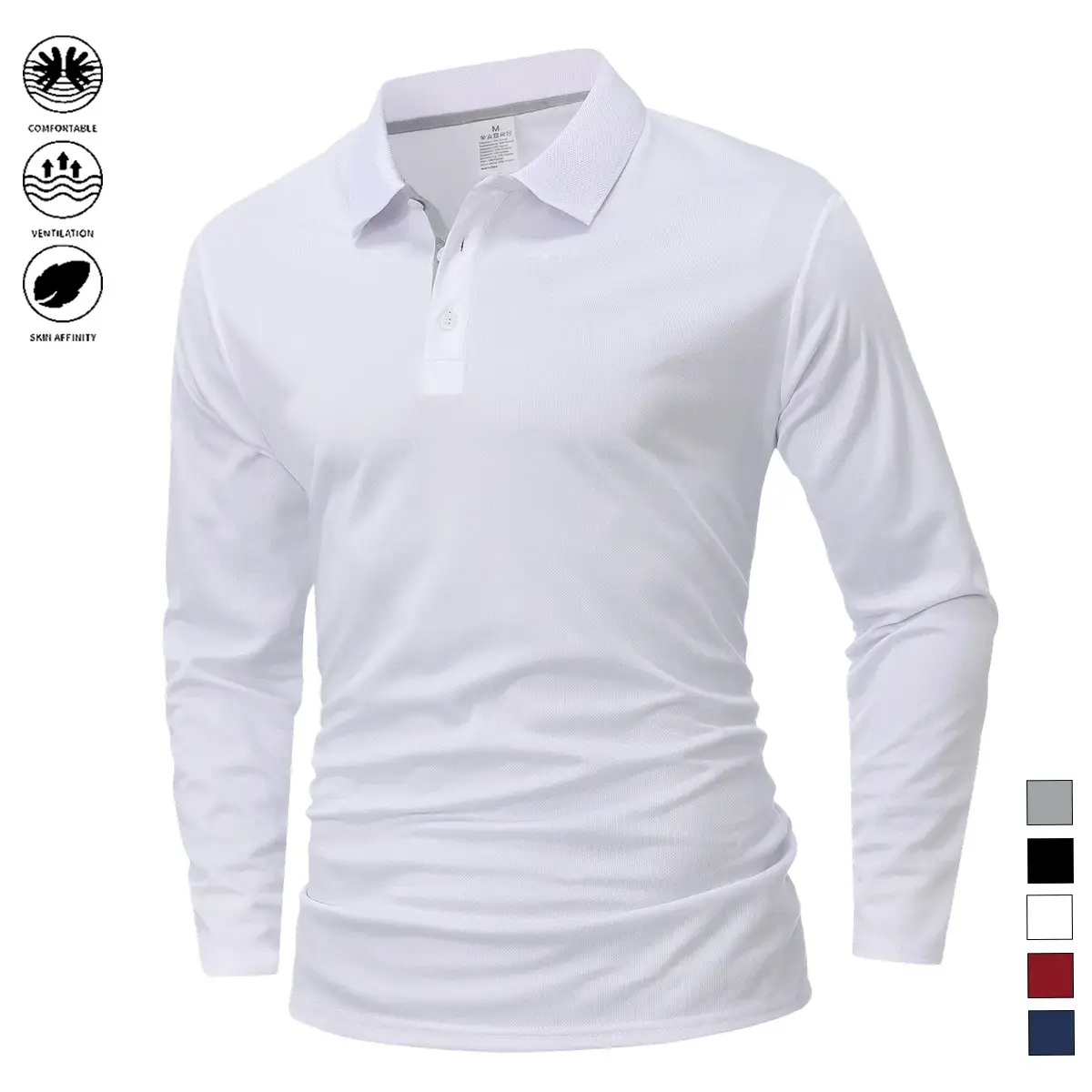 Men’s casual long-sleeve quick-dry polo shirt suitable for golf and tennis; comfortable cycling apparel with a stylish color-block design at the collar and cuffs—a great gift for him. Plain Men’s casual long-sleeve quick-dry polo shirt suitable for golf and tennis; comfortable cycling apparel with a stylish color-block design at the collar and cuffs—a great gift for him. Plain