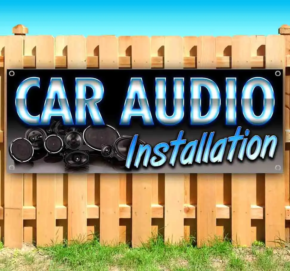 Car Audio Installation Vinyl Banner – Heavy-Duty 13 oz Indoor/Outdoor Business Sign – Multiple Sizes