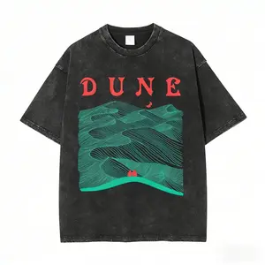 Dune Arakis landscape pattern T-shirt, featuring Paul and Chani designs, lightweight acid-washed T-shirt, Dune shirt, movie enthusiast pattern T-shirt, movie shirt, streetwear, unisex, cotton fabric