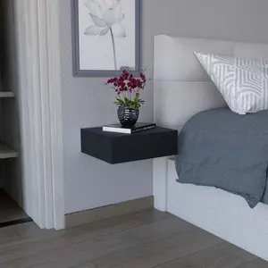Milano Floating Nightstand End Table Side Table Wall-Mounted with Drawer -Black -Bedroom