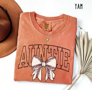 Comfort Colors, Auntie Baseball Shirt, Baseball Bow Shirt, Sport Aunt Shirt, Aunt Baseball Shirt, Gift for Aunt, Baseball Women Shirt