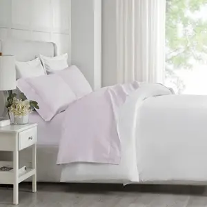 360 Stand Queen Size Egyptian Cotton Deep Pocket Sheet Set, 500 Thread Count Sateen Weave, 90x102x0.13 in Snug Grip for Queen Mattresses, Lilac, Fitted Sheet Set, Secure Fitted Sheets