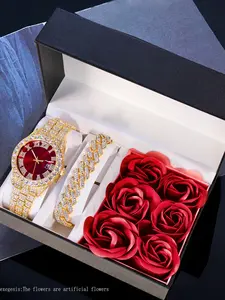 Men's Business Fashion Watch & Bracelet Set, Waterproof Luminous Calendar Quartz Watch & Bracelet, Trendy All-match Watch Set for Birthday Gift