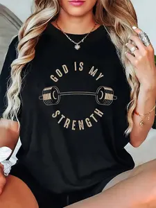 100% Cotton God Is My Strength Shirt | Cute God Is Rock Funny Gym Gift T-Shirt