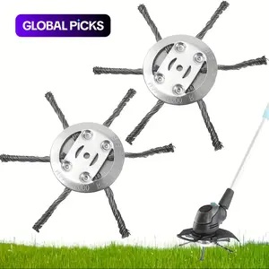 Heavy-Duty Steel Wire Weeding Brush for Lawn Mower, Cutting Action, Efficiency, Ergonomic Handle for Efficient Garden Care and Garden Maintenance, Durable Round Weeder Tool Set #GLOBAL PICKS
