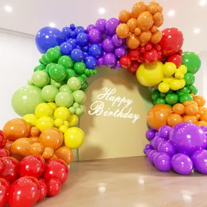 Rainbow Balloon Arch Kit - 203 count 5 10 18 inch 7 Assorted Colors Balloon Garland Kit for Birthday Party   Shower Wedding Anniversary Christmas Prom Pride Supplies Party Decorations