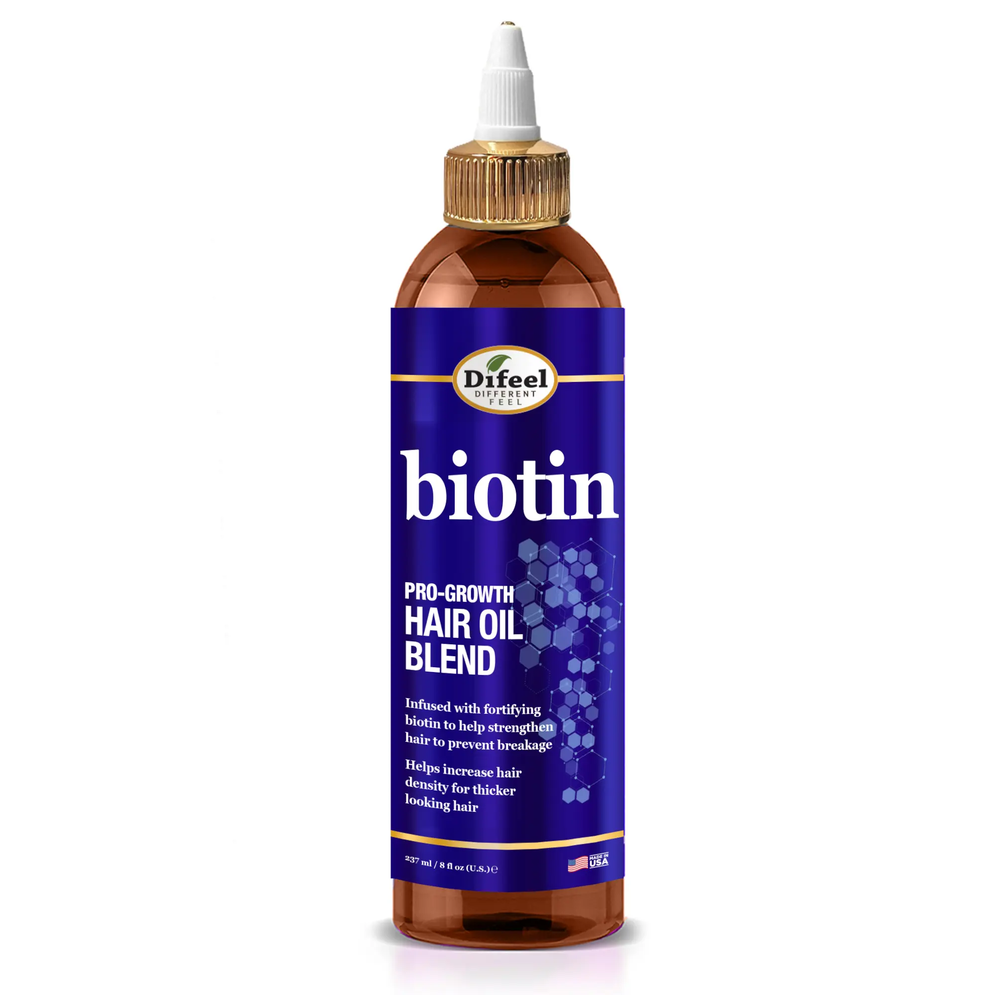 Difeel Biotin Pro Growth Hair Oil Blend 8 oz - Fortified with Biotin for Stronger Healthier Hair Care,  Nourishing Daily Haircare