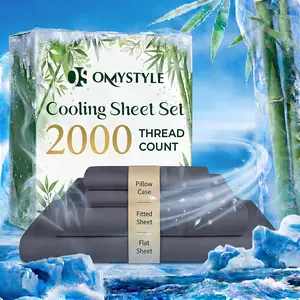GOHOME 4PCS/6PCS Bamboo Cooling Queen Size Sheet Set - Children Bedding Set, Breathable and Comfortable - Fit For Hot Sleepers and Sweats, Pillowcases, Flat Sheet and Fitted Sheet - A Perfect Gift