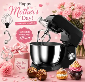 4.76qt Kitchen Machine - Mixer For Baking, Tilt-Head Stand Mixer, 380W, 8 Speeds, With Lid, Whisk, Dough Hook, And Flat Beater | Kitchen Helper For, Delicious Food, Milkshakes, Dough, Egg Beaters, And Salads