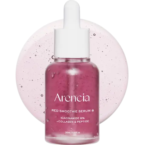Arencia Red Collagen + Peptide Smoothie Serum, 8% Niacinamide, Vitamin C, Vitamin E, lifting anti-aging serum for skin texture for glass skin Lightweight Radiant