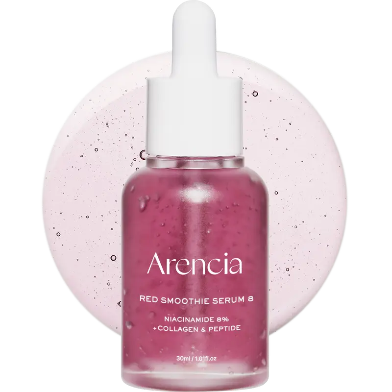 Arencia Red Collagen + Peptide Smoothie Serum, 8% Niacinamide, Vitamin C, Vitamin E, lifting anti-aging serum for skin texture for glass skin Lightweight Radiant