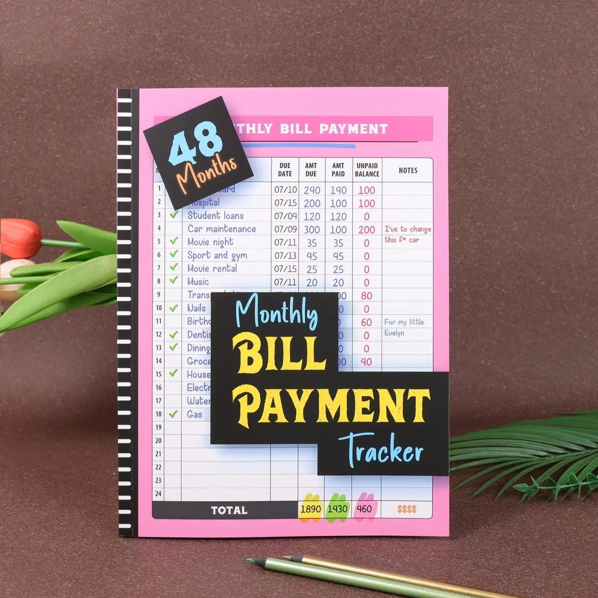 4-Year Monthly Bill Tracker Notebook, Monthly Bill Organizer Planner, Track 48 Months, Ideal for Family Budget Planning, Record Expenses and Payments, Debt Repayment Plan