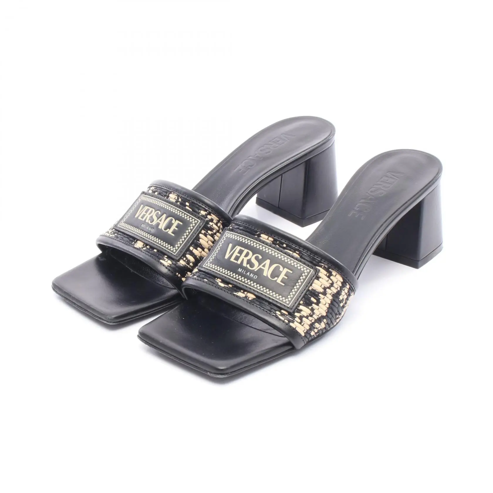 Pre-owned VERSACE Others Small Leather Goods Leather Fabric Mules