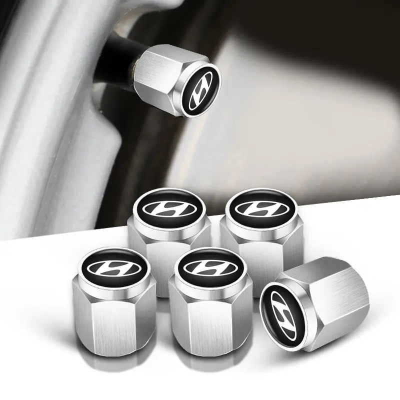 5pcs Metal Car Wheel Tire Valve Caps, Tyre Caps, Air Stem Dust Cover for Hyundai Tucson Solaris I30 Creta Ix35 I40 Ix20 Veloster, Accessories, Car Parts