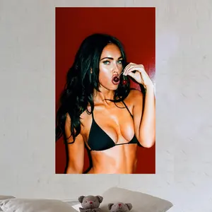 Megan Fox Nice Eat Cherries Flag, 3x5 Ft Poster Wall Art Backdrop Party Decorative For College Dorm Home Decor Living Room Bedroom