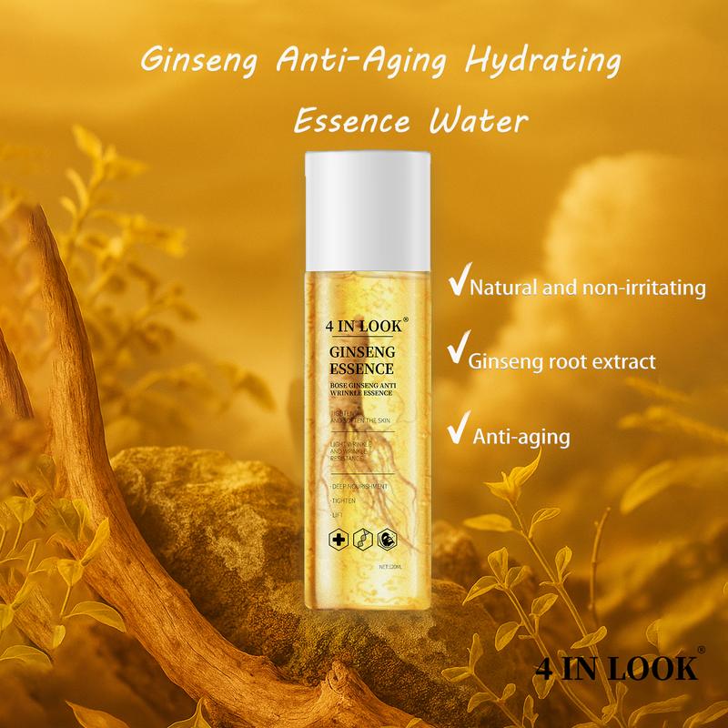 [4inlook official]Natural Ginseng Anti-Aging Hydrating Essence Water – 100% Wild Ginseng from Himalayas, Deep Moisture & Wrinkle Care for All Skin Types    Firming Skincare Serums
