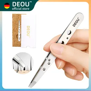 DEOU Professional Eyebrow Tweezers, Stainless Steel Precision Slant Tip Tweezers for Women & Men, Ideal for Facial Hair and Chin Hair Plucking, Gift Box Included