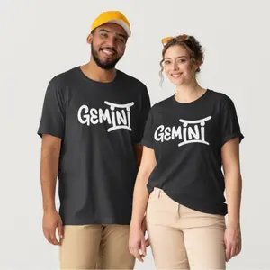Graffiti Zodiac T-Shirt Gemini Bold Street-Style Astrology Tee Soft Black Cotton Unisex Crewneck Short Sleeve Top Menswear - Big, Sun