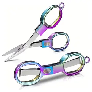 Portable Folding Stainless Steel Mini Scissors, Safety Lock Pocket Travel Shears, Multi-Purpose Compact Craft Scissors for Sewing, DIY, Office, Home & Outdoor Use, Lightweight Sharp Blade Essential Daily Tool & Must-Have On-the-Go Accessory