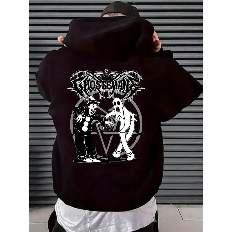 Ghostemane Plagues Album Graphic Hoodie - Men's Halloween Streetwear Long Sleeve with Spooky Design, Black Hooded Cotton Blend, Casual All-Season Comfort, Regular Fit, Trendy Music Merch
