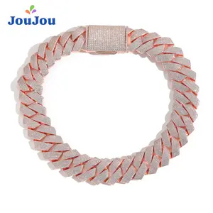 New Men's European and American Hip-Hop Ultra-Wide Bracelet Necklace 25mm Diamond Cuban Chain Dense 6 Rows Zircon Heavy Street Style Personality Men's Bracelet Suitable for Sturdy Hip-Hop Men's Outfits