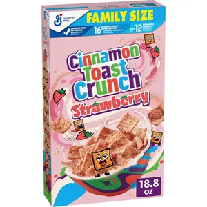 Crunch Crispy Strawberry Breakfast Cereal - Family Size Food, 18.8 oz