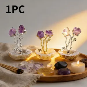 Handmade Natural Crystal Amethyst Agate Geode Cluster, Healing Stone Ornament for Home Decor, Perfect Mother's Day Gift