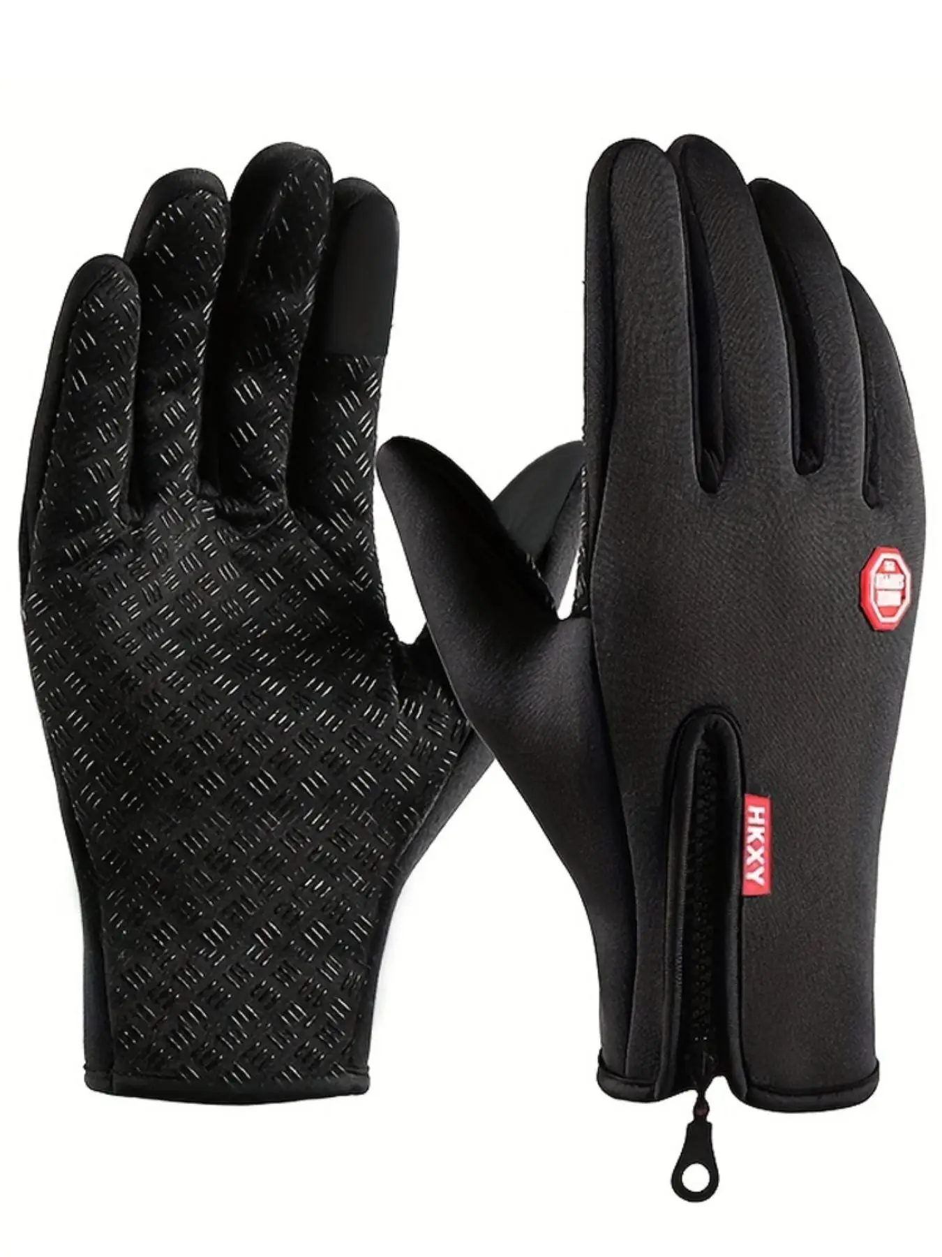 Winter Sensitive Touch Screen Gloves, with Adjustable Zipper, Windproof and Waterproof Function on The Back, Outdoor Climbing, Fishing and Running Spo