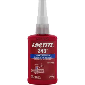 Loctite 50 mL Bottle, Blue, Medium Strength Liquid Threadlocker Series 243, 24 hr Full Cure Time, Hand Tool Removal 1329467