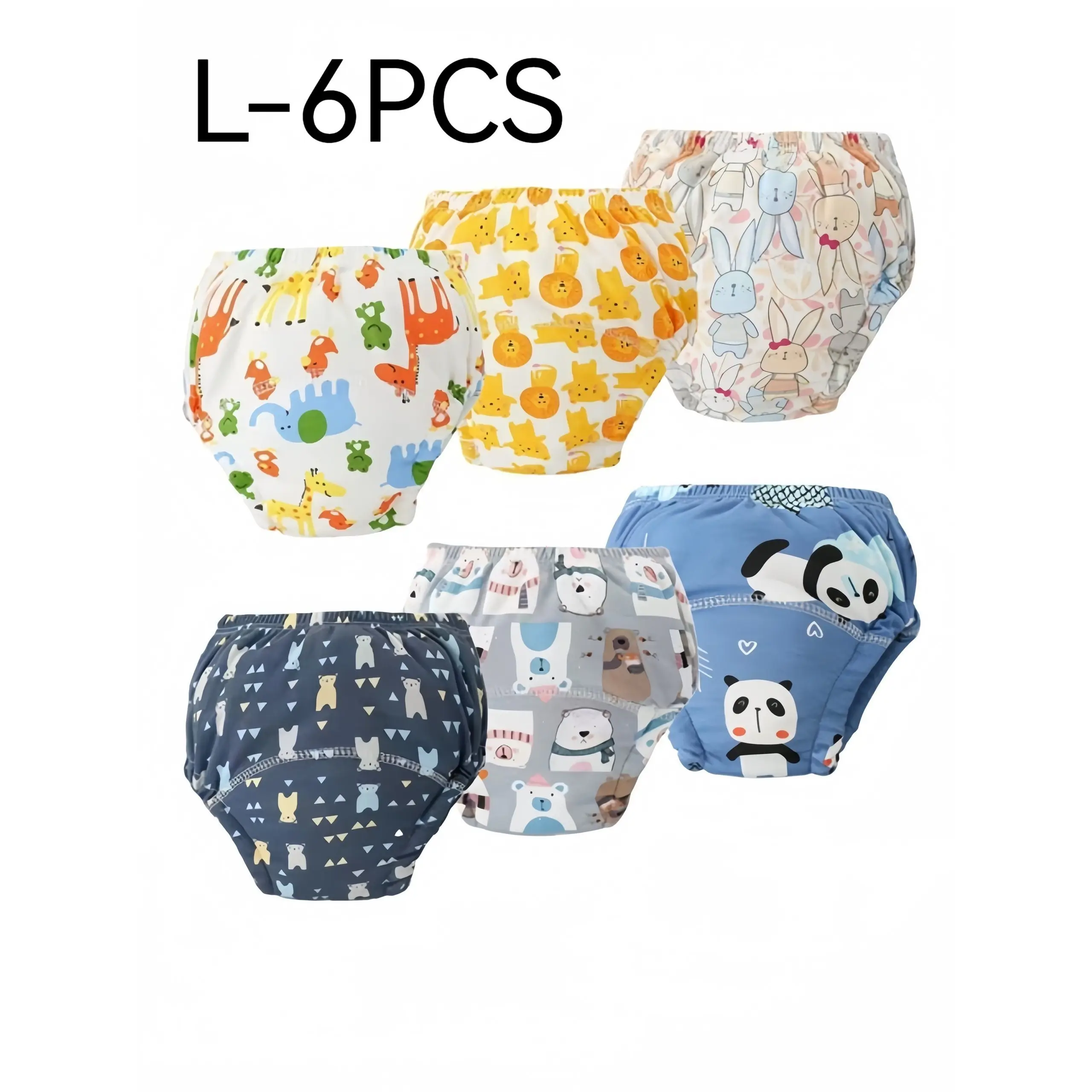 Reusable Machine Washable Toddler Training Pants (6-Pcs) for Boys & Girls 0-3 Years, Ultra Soft, Breathable, Highly Absorbent, Leak-Proof Potty Training Underwear