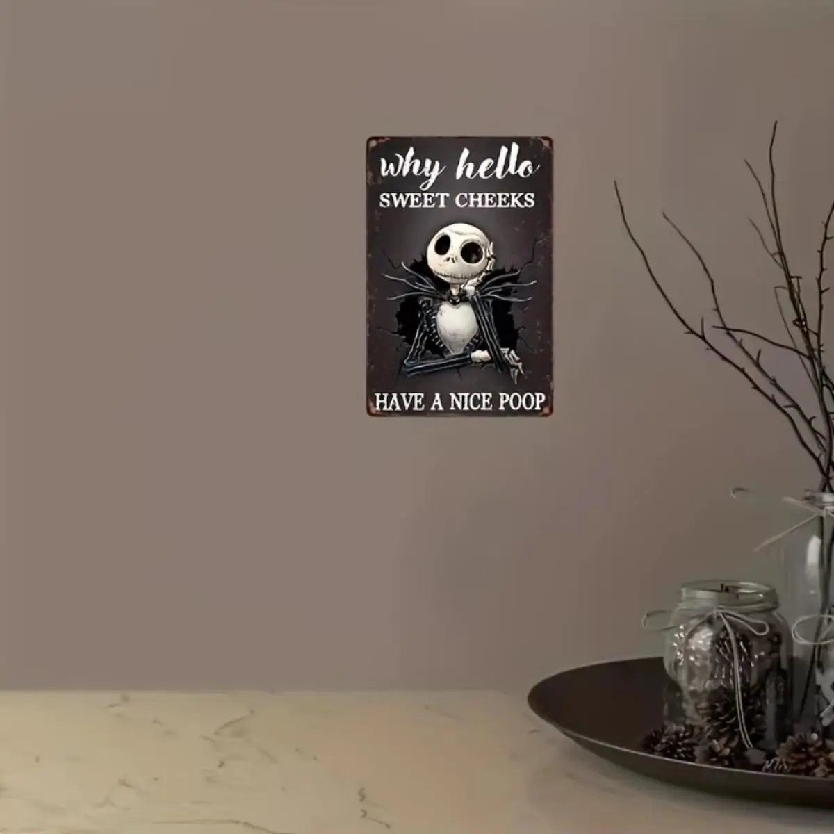 Vintage Jack Skellington Pattern Metal Sign, Creative Wall Decor, Wall Art for Home Living Room Bedroom Office, Home Decor