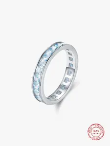 S925 Sterling Silver Square Synthetic Zircon Ring, Fashion Ring for Women, Fine Jewelry for Party, Daily Decor