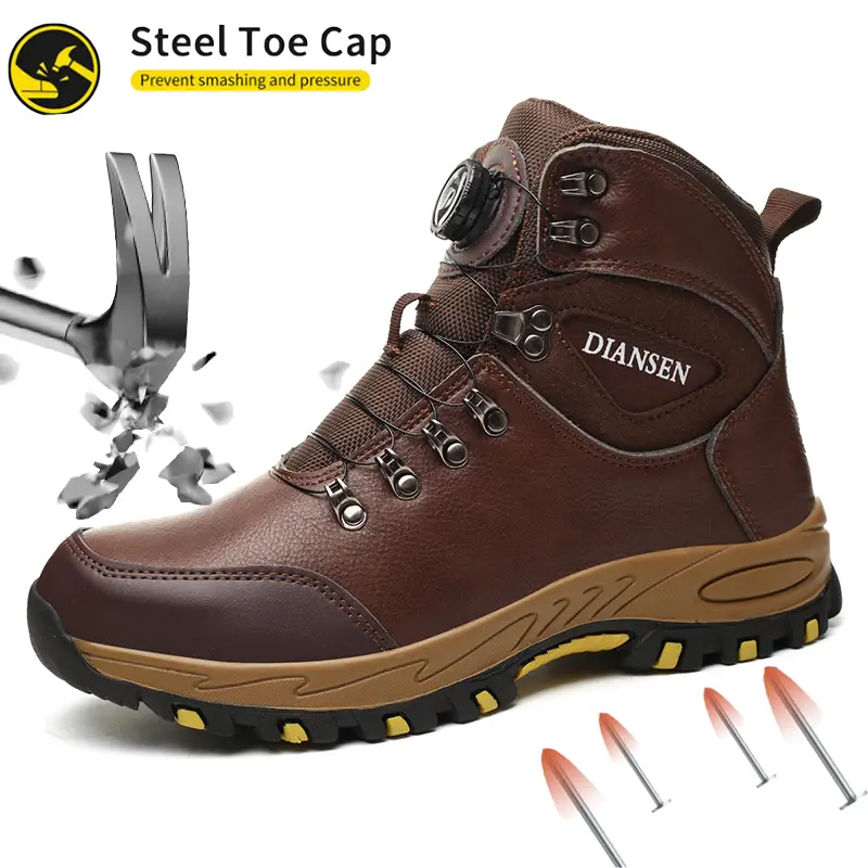 Men's Steel Toe Safety Work Boots - Anti-Smashing, Anti-Puncture, Slip-Resistant, Flexible Sole Protection & Mechanic Footwear for Warehouse, Outdoor Construction Work, Outdoors, Mechanic Work & Safety Footwear