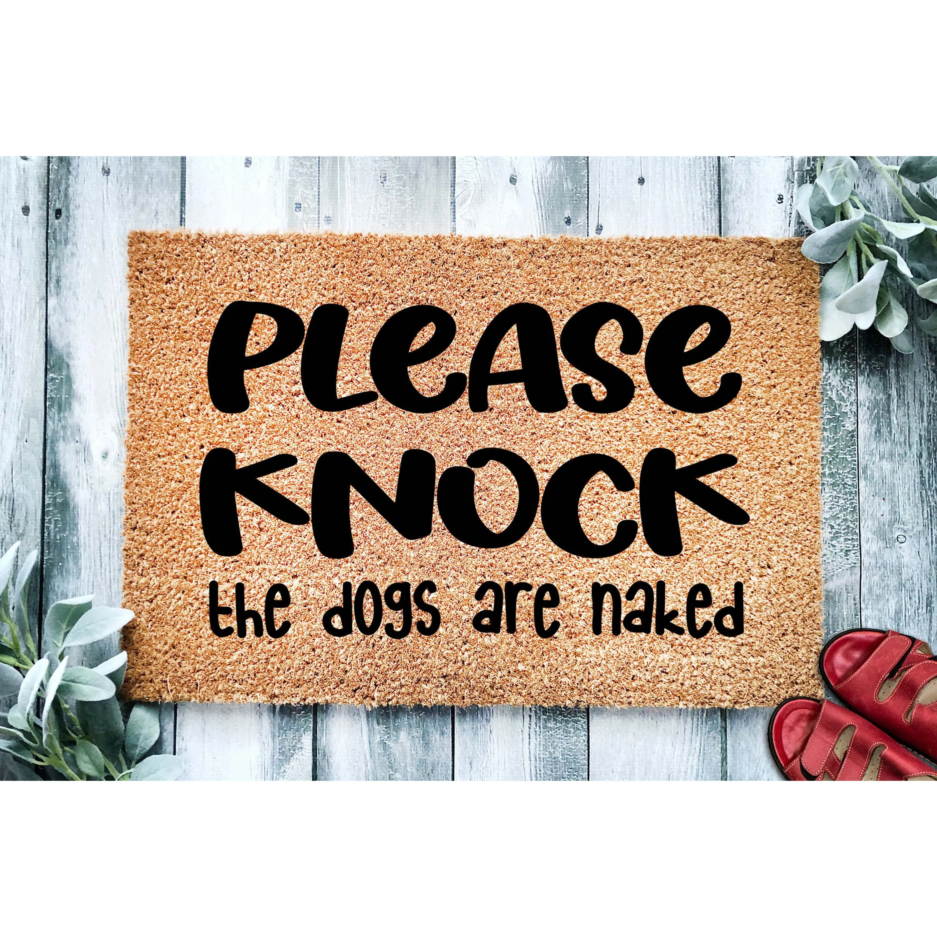 Doormat Please Knock The Dogs Are Naked - Funny Doormat - Go Away Doormat - Welcome Mat - Funny Door Mat - Funny Gift - Home Doormat